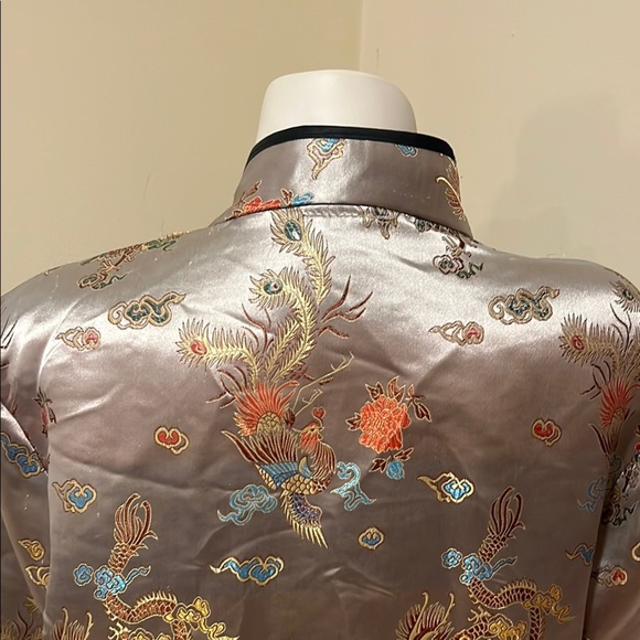 Milk.it Elegant Floral Metallic Embroidered Jacket Size Medium Silver - Picture 11 of 15